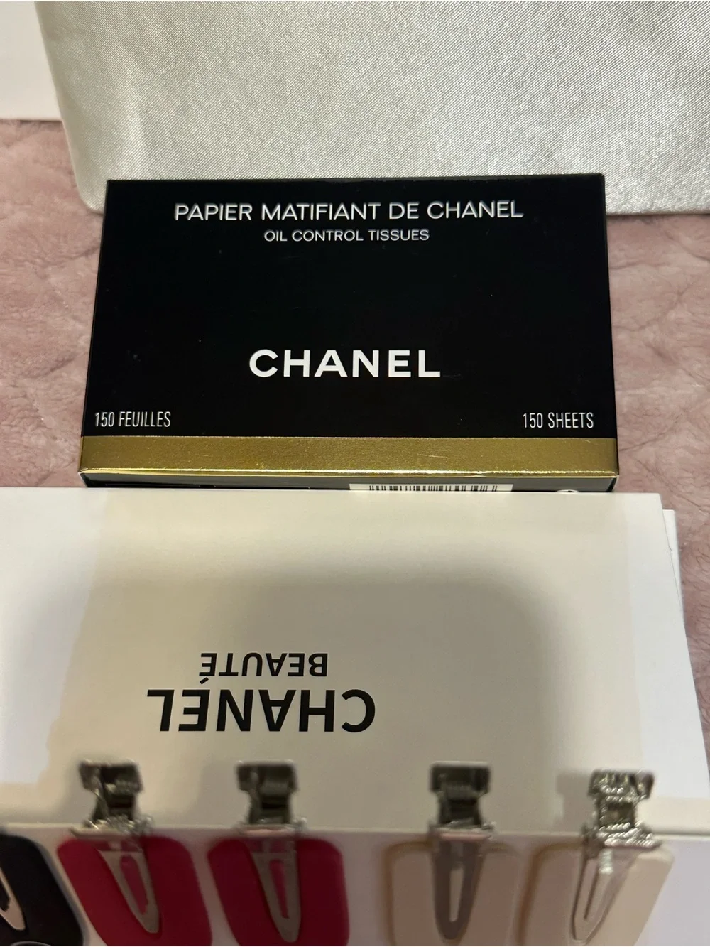 CHANEL Double Mirror Duo, Chanel oil control papers, makeup pouch & brush holder